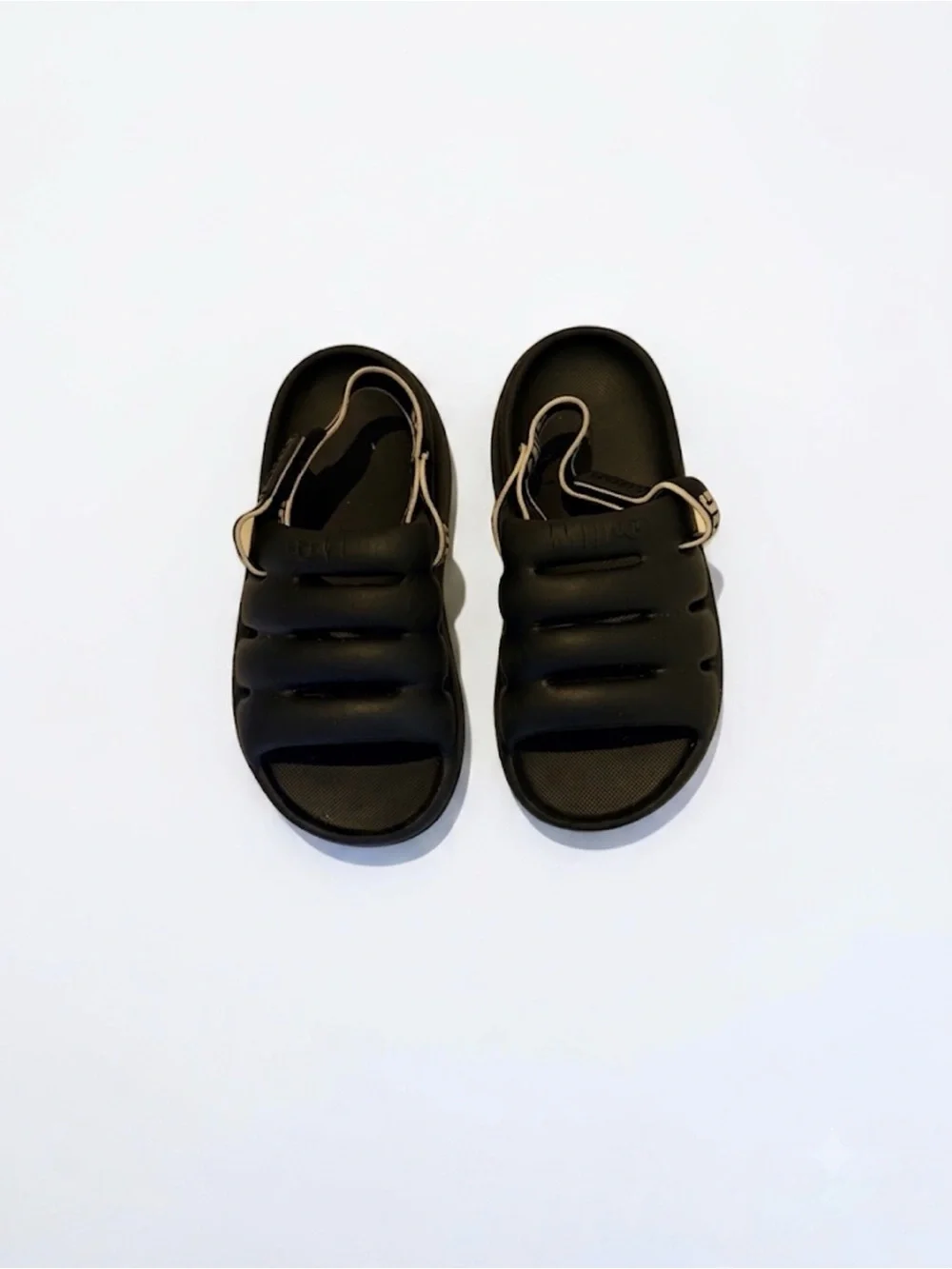 UGG Kids Black Puffer Slide Sandals with Branded Heel Strap